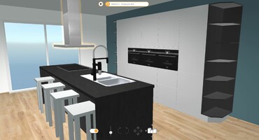 Moderne keuken met eiland, zwart